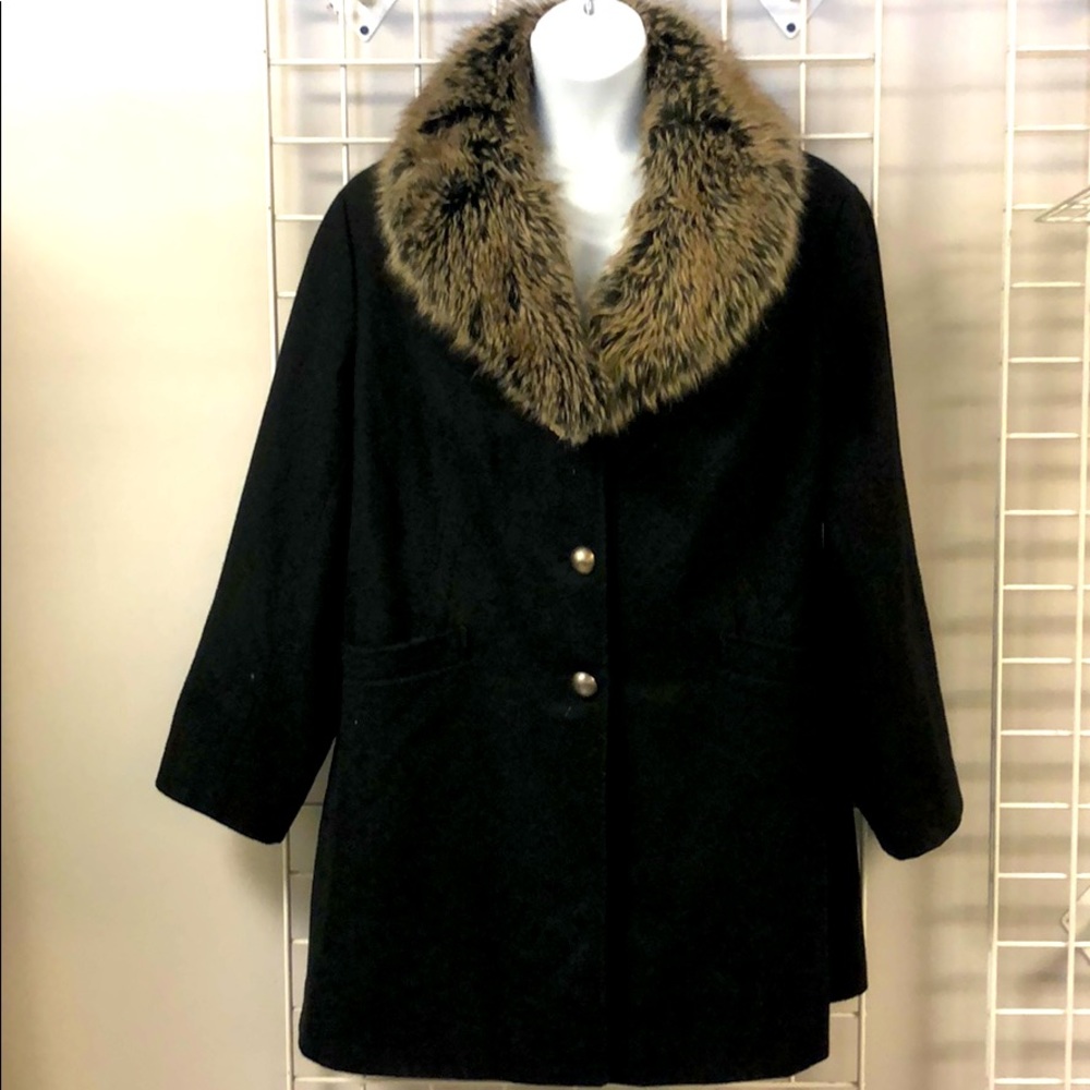 Espirit peacoat w/ removable faux fur collar sz3x!